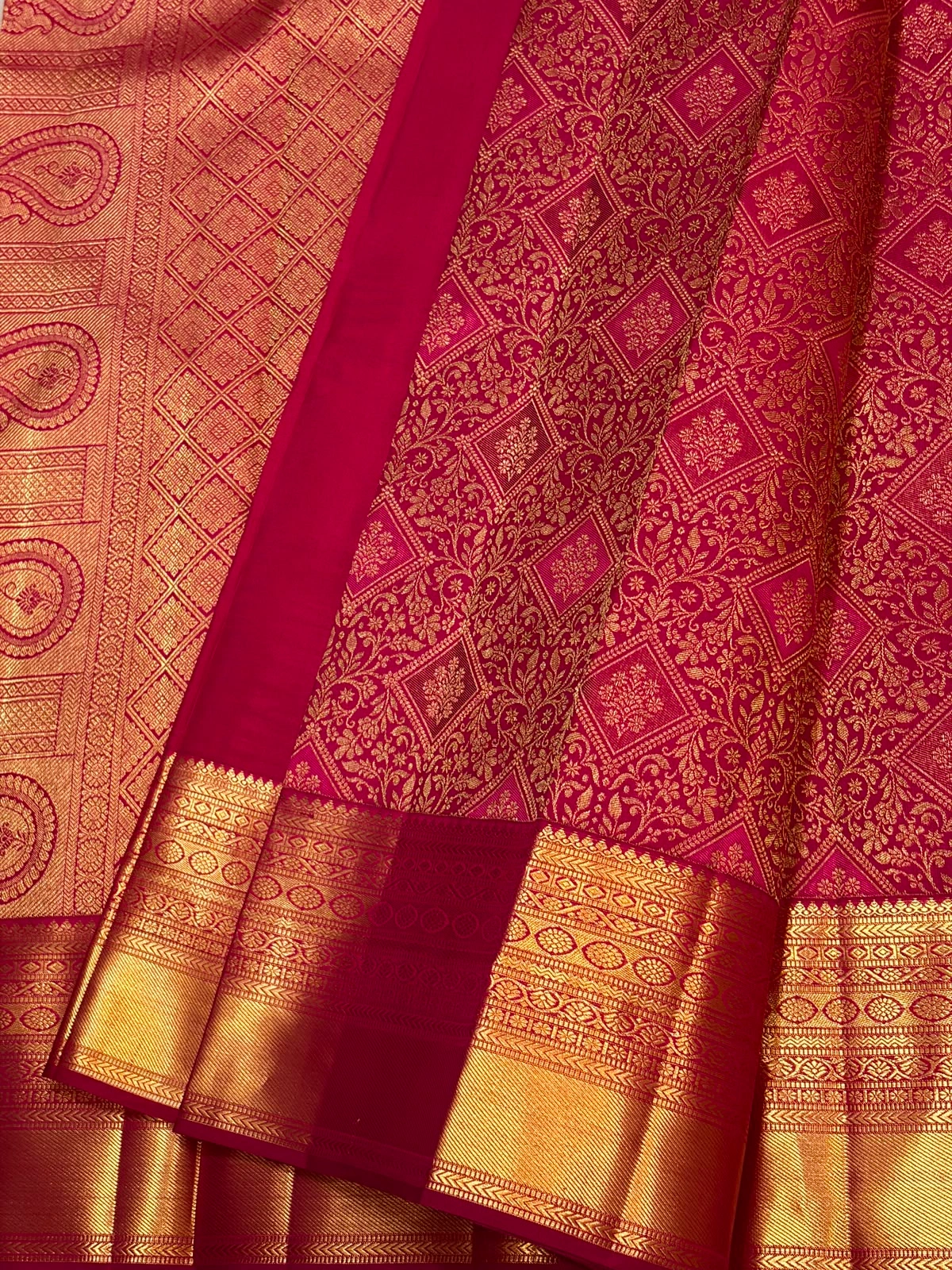 Dark Red Kanchipuram Handloom Bridal Silk Saree